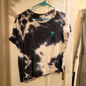 TARGET blue and white tie dye alien crop top